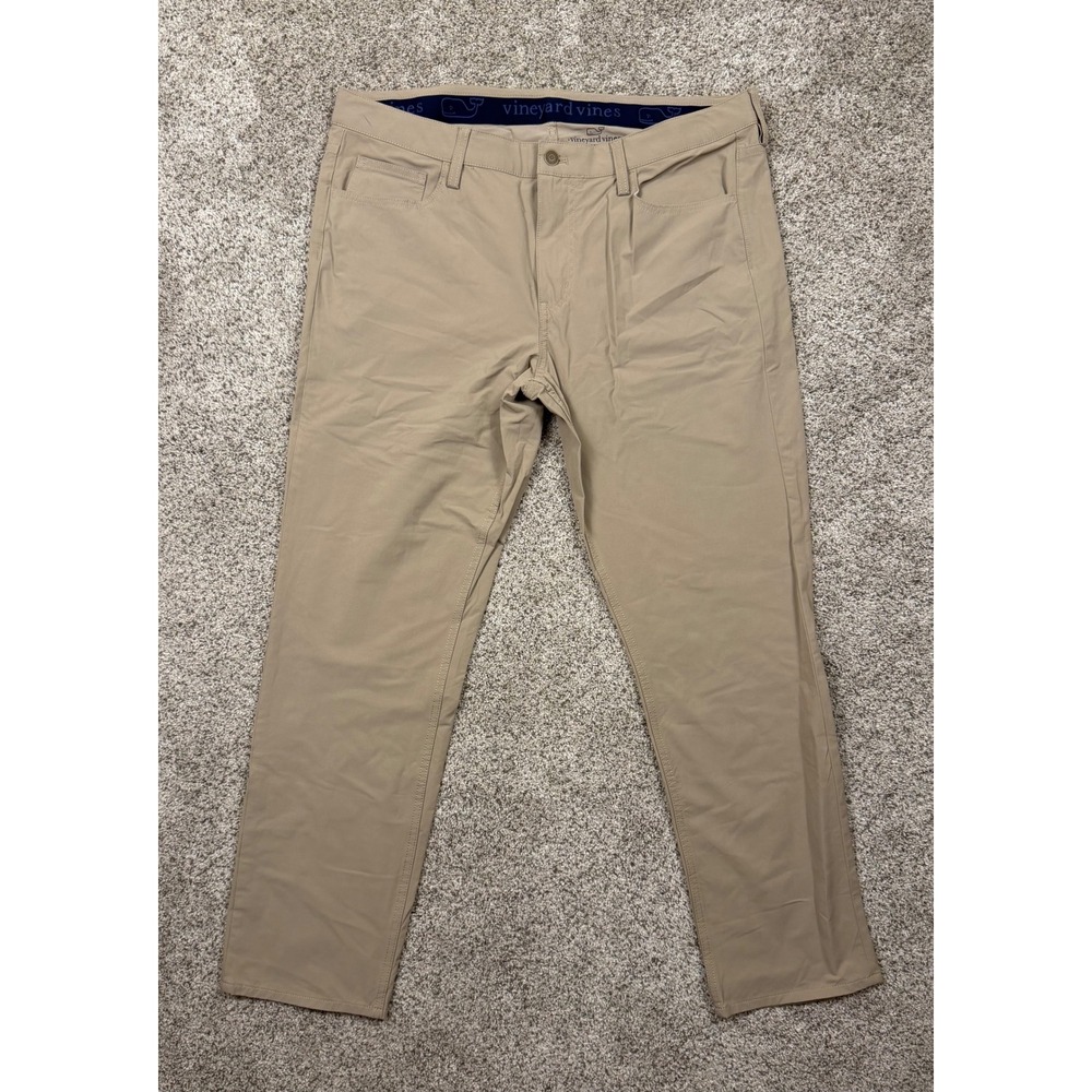Vineyard Vines Mens Performance On-The-Go Chino Pants Khaki 36x30 Stretch